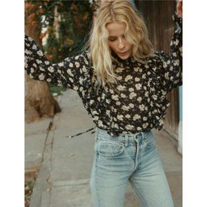 Doen Luca Top, Black Anemone Floral -  XS